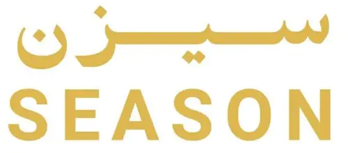 شعار سيزن بالعربية والإنجليزية باللون الذهبي